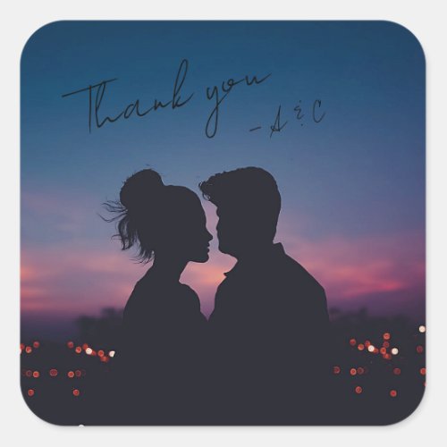 Personalized Custom Engagement Photo Thank You  Sq Square Sticker