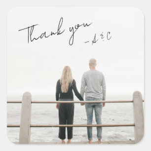 Personalized Custom Engagement Photo Thank You Square Sticker