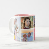 Personalized Custom Family 6 Photo Collage Pink Two-Tone Coffee Mug (Front Left)