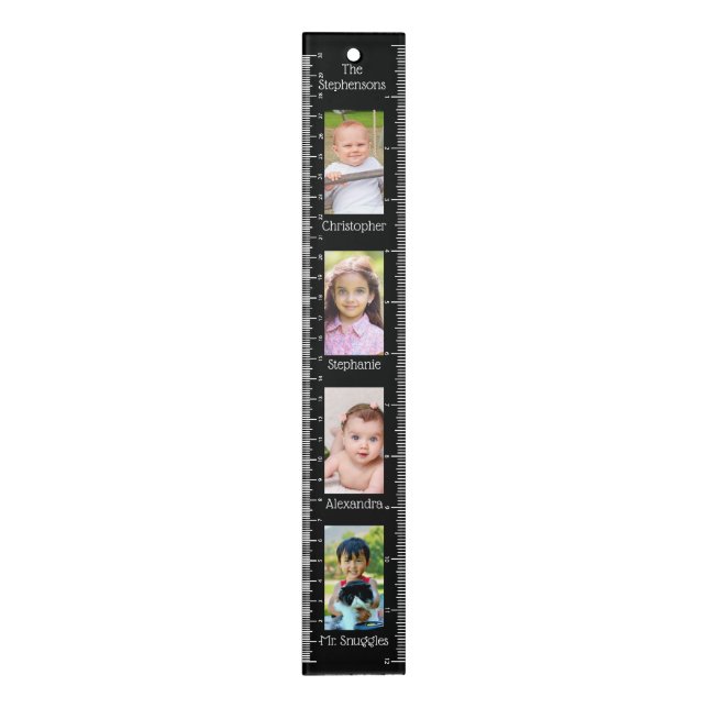 Personalized Custom Family Kids 4-Photo  Ruler (Vertical)