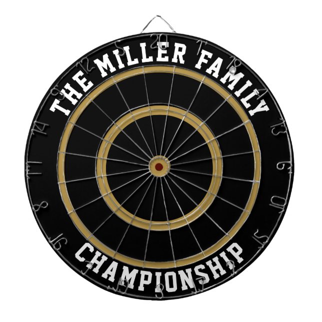 Personalized Custom Family Name Gold Dart Board (Front)