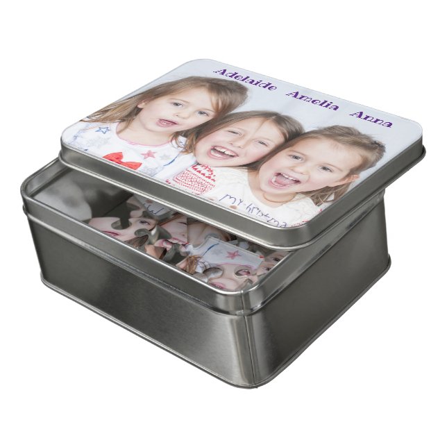 Personalized Custom Family Photo Jigsaw Puzzle (Lid Open)