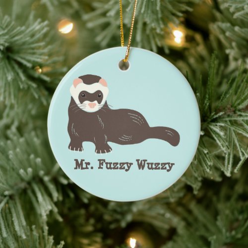 Personalized Custom Ferret Photo Ceramic Ornament