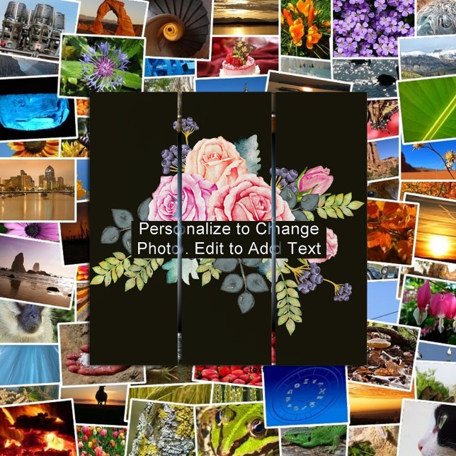 Personalized Custom Floral Artwork Photo Text Wall Triptych (Personalized Custom Floral Artwork Photo Text Wall Triptych)