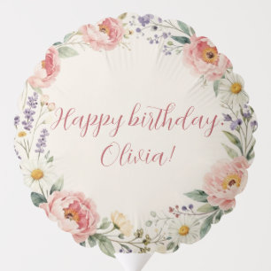 Personalized Custom Floral Happy Birthday Balloon