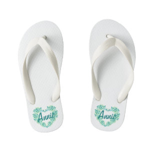 Personalized Custom Floral Heart Wreath Flip Flops