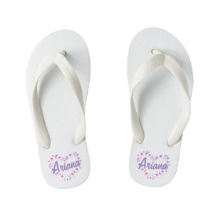 Personalized Custom Floral Heart Wreath Flip Flops