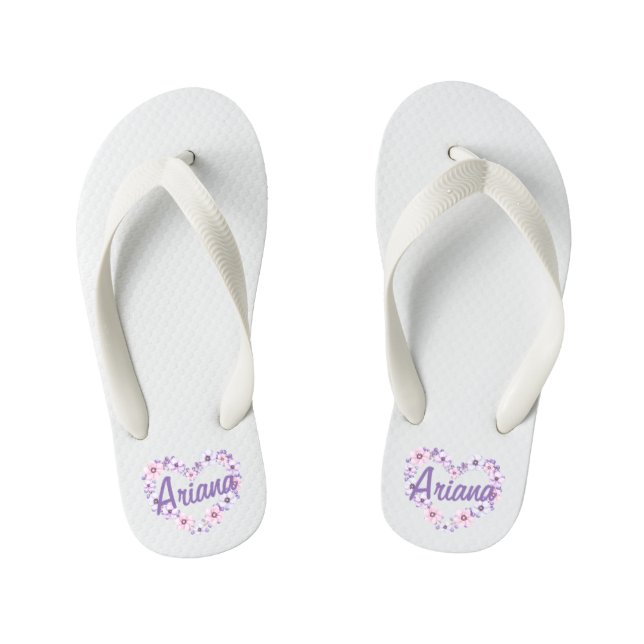 Personalized Custom Floral Heart Wreath Flip Flops (Footbed)