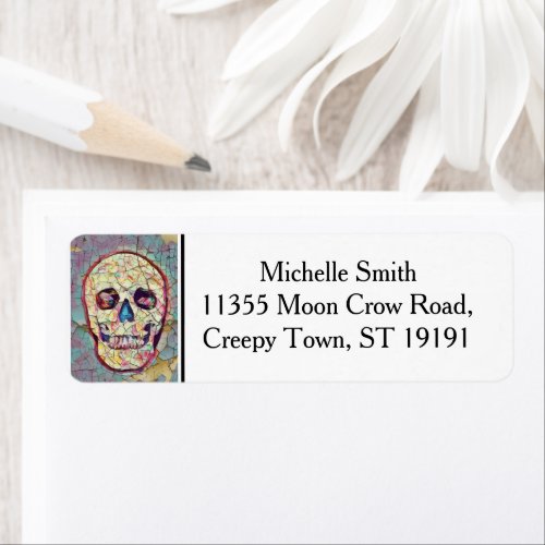 Personalized Custom Floral Sugar Skull Halloween L Label