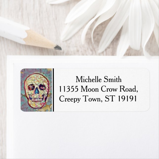 Personalized Custom Floral Sugar Skull Halloween L Label (Insitu)