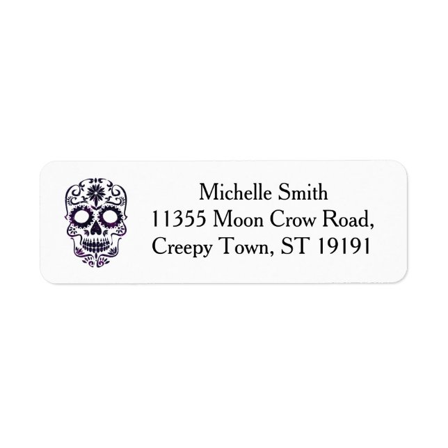 Personalized Custom Floral Sugar Skull Halloween L Label (Front)