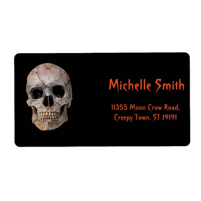 Personalized Custom Floral Sugar Skull Halloween L Label (Front)