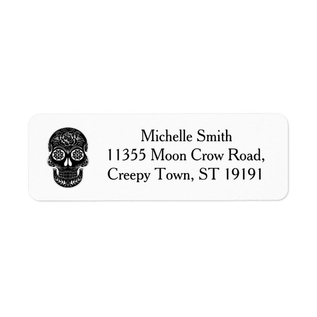 Personalized Custom Floral Sugar Skull Halloween L Label (Front)