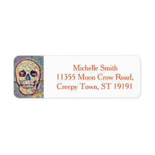 Personalized Custom Floral Sugar Skull Halloween L Label