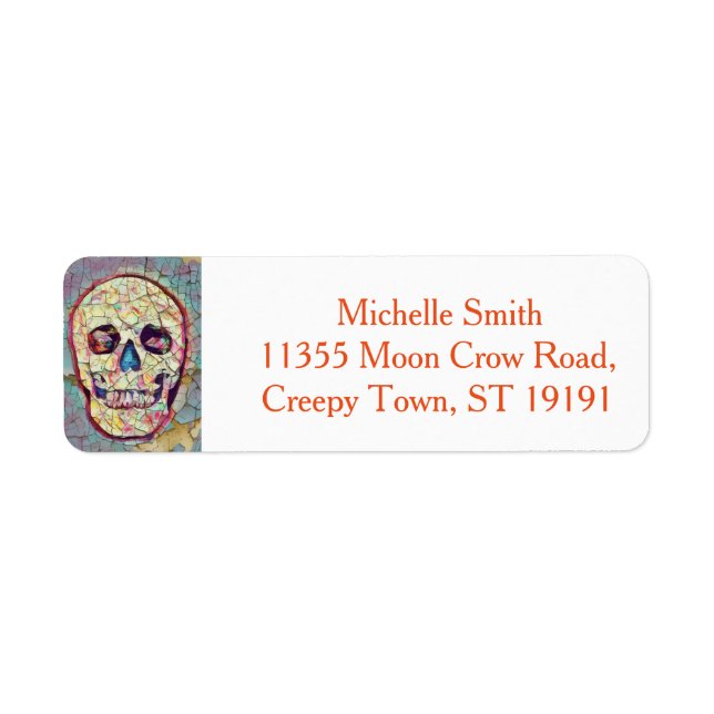 Personalized Custom Floral Sugar Skull Halloween L Label (Front)