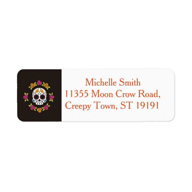 Personalized Custom Floral Sugar Skull Halloween L Label (Front)