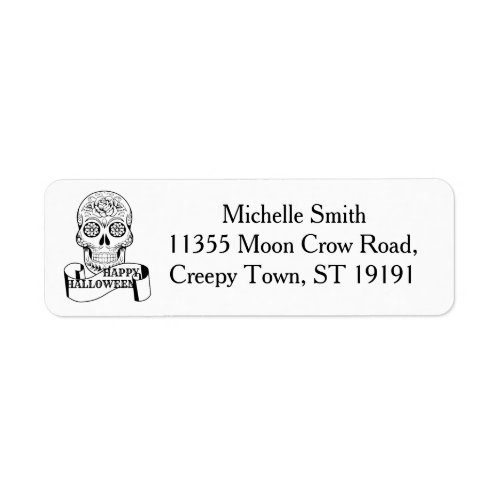 Personalized Custom Floral Sugar Skull Halloween L Label