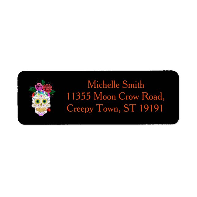 Personalized Custom Floral Sugar Skull Halloween L Label (Front)