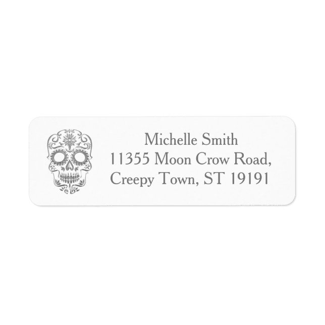 Personalized Custom Floral Sugar Skull Halloween L Label (Front)