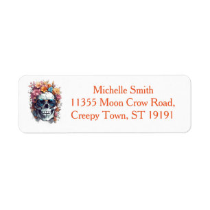 Personalized Custom Floral Sugar Skull Halloween Label