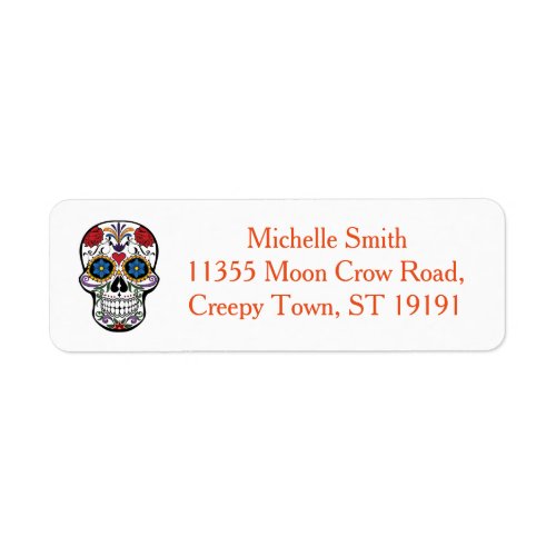 Personalized Custom Floral Sugar Skull Halloween Label