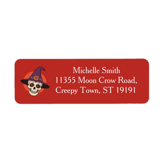 Personalized Custom Floral Sugar Skull Halloween Label (Front)