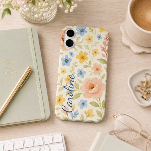 Personalized Custom Fun Classy Floral Art Pattern iPhone 16 Plus Case