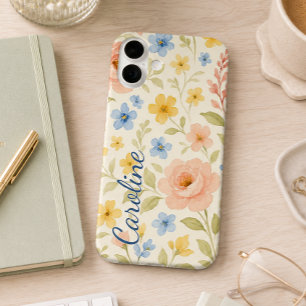 Personalized Custom Fun Classy Floral Art Pattern iPhone 16 Plus Case