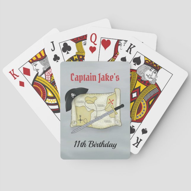 Personalized Custom Funny Pirate Map Gift Simple Poker Cards (Back)
