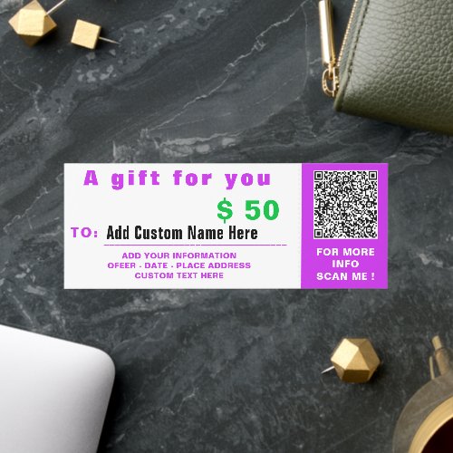 Personalized Custom Gifts Voucher Ticket Template
