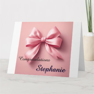 Personalized Custom Girl Bow Congratulations Card