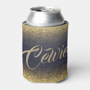 Personalized Custom Gold Glitter Can Cooler