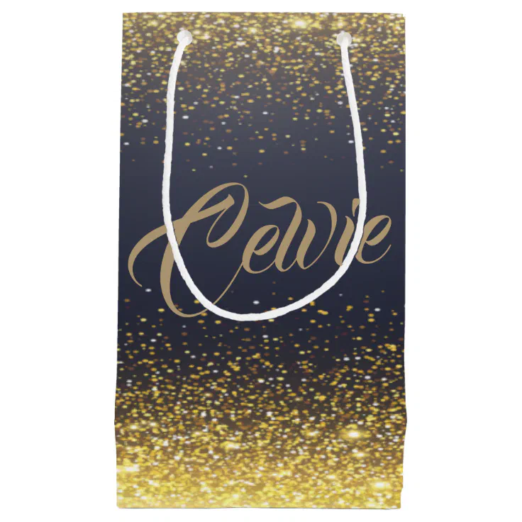 Personalized Custom Gold Glitter Gift Bag Zazzle