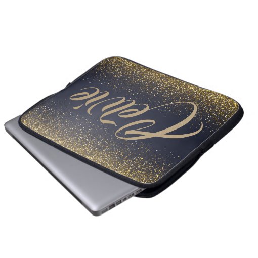 Personalized Custom Gold Glitter Laptop Sleeve Zazzle