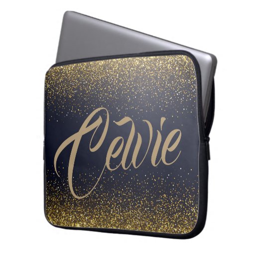 Personalized Custom Gold Glitter Laptop Sleeve Zazzle