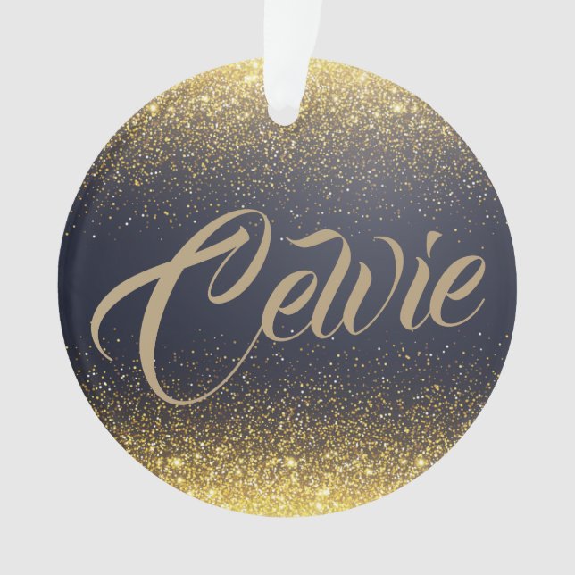 Personalized Custom Gold Glitter | Ornament (Front)