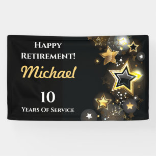 Personalized Custom Gold Star Retirement Banner