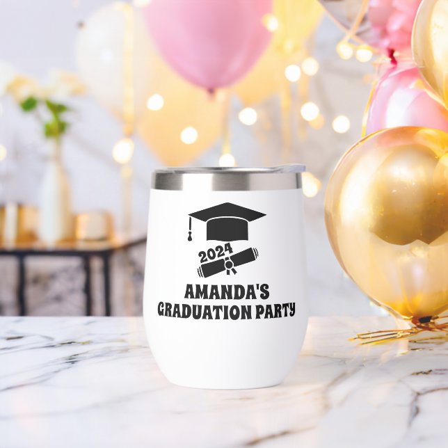 Personalized Custom Graduation Party Favors Thermal Wine Tumbler (Bachelor Party)
