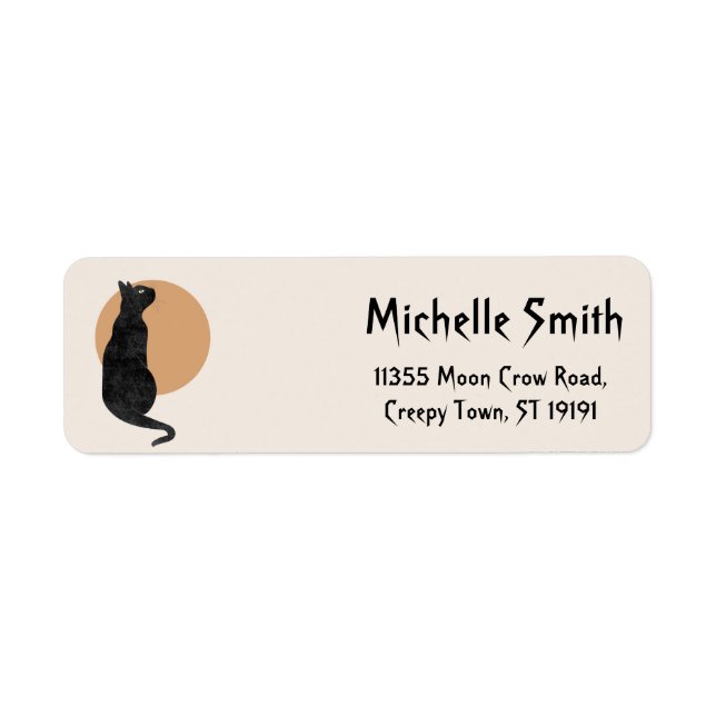 Personalized Custom Halloween Cat with Moon Label (Front)