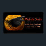Personalized Custom Halloween Crow with Moon Label<br><div class="desc">These is spooky, creepy Halloween address label. This label background is black crow or raven silhouette, perched in a dark, front of the full moon in the fog. The orange text is customizable in this easy template. This is the unique address labels to use on your invitations, greeting cards, etc....</div>