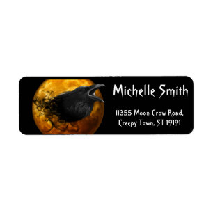 Personalized Custom Halloween Crow with Moon Label