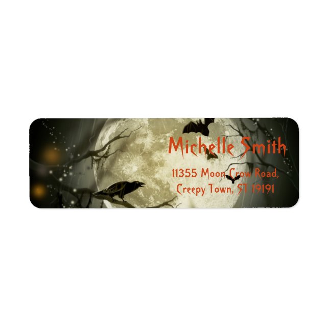 Personalized Custom Halloween Crow with Moon Label (Front)