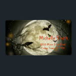 Personalized Custom Halloween Crow with Moon Label<br><div class="desc">These is spooky, creepy Halloween address label. This label background is black crow or raven silhouette, perched in a dark, front of the full moon in the fog. The orange text is customizable in this easy template. This is the unique address labels to use on your invitations, greeting cards, etc....</div>
