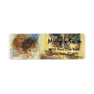 Personalized Custom Halloween Crow with Moon Label