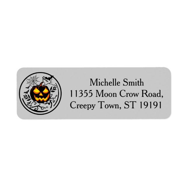 Personalized Custom Halloween Pumpkin spider Bat Label (Front)