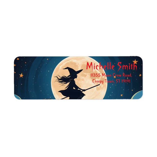 Personalized Custom Halloween Witch with Moon Label (Front)