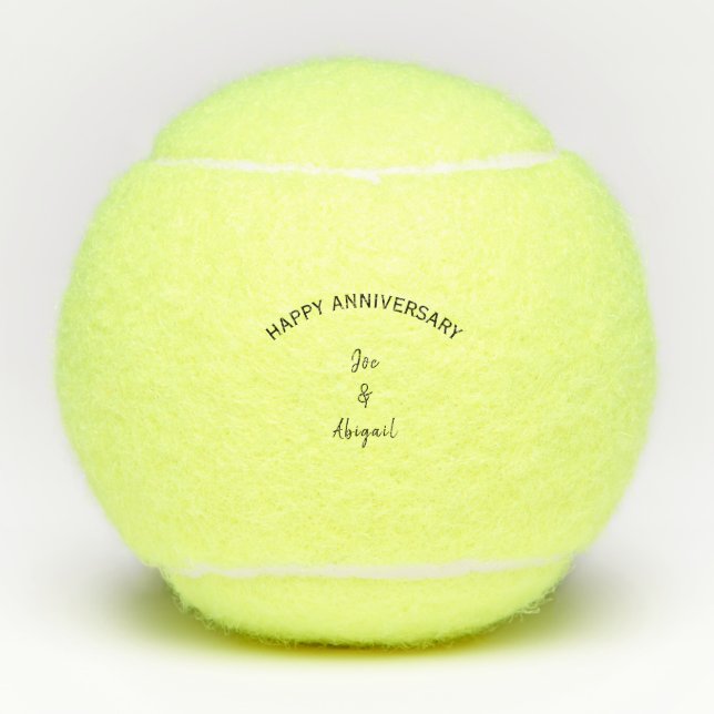 Personalized Custom Happy Anniversary Script Tenni Tennis Balls (Front)