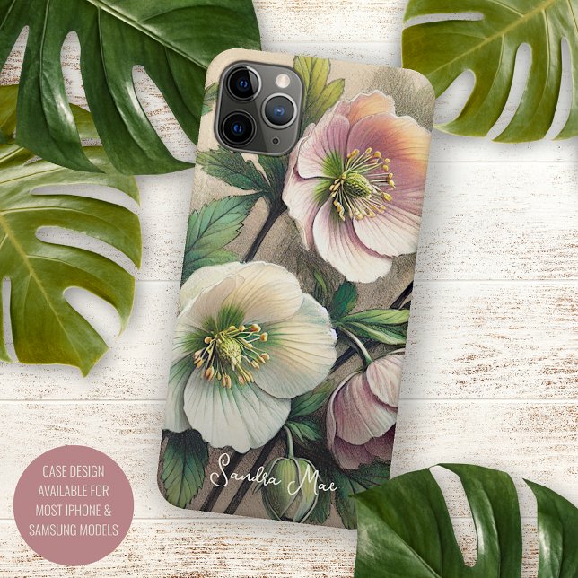 Personalized Custom Helleborus Botanical Drawing Case-Mate iPhone Case (Creator Uploaded)
