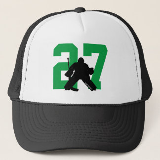 Personalized Custom Hockey Goalie Number Green Trucker Hat