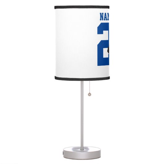 Personalized Custom Hockey Player Name Number Blue Table Lamp (Left)